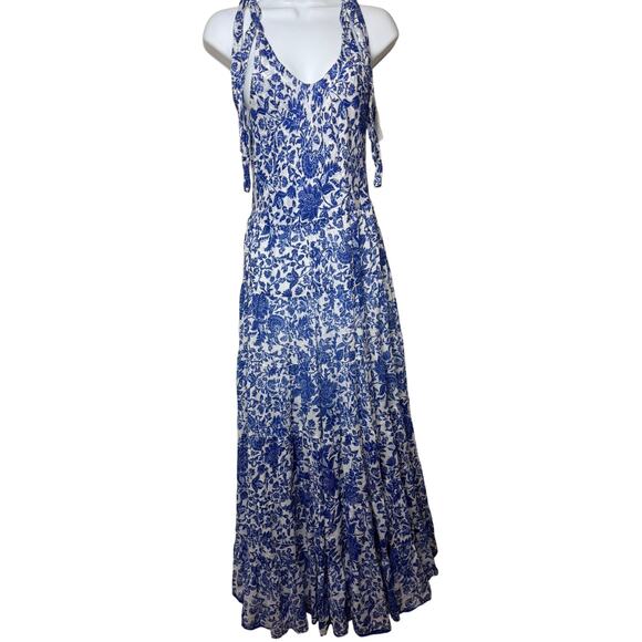Free People Kikas Printed Maxi Dress in Floral Blue Combo Sz. XS - Picture 4 of 8